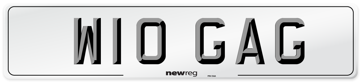 W10 GAG Number Plate from New Reg